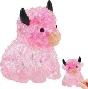 1/4pcs Highland Cow Squishy Toy Cute Mini Animal Slow Rising Stress Relief Fidget Sensory Toy Easter Basket Stuffer Gift for Cow Lovers