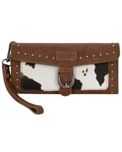 Wrangler Women's Women'S Cow Print Trifold Rfid Wallet Wristlet With - Wg195-W054-Br