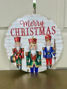 12 Inch Merry Christmas Nutcracker Metal Sign