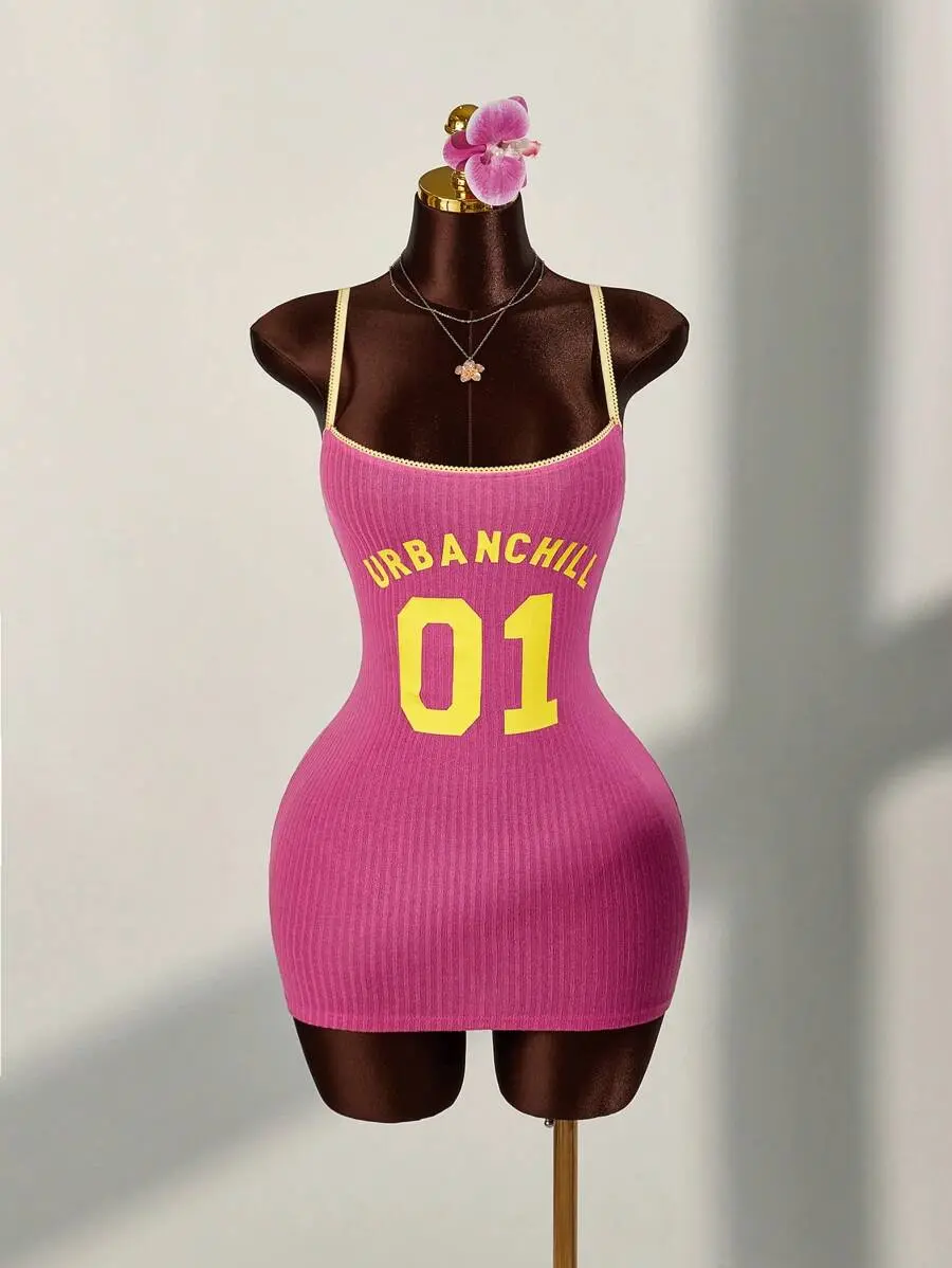 Ember x Amplova Sports Numeric Colorblock Lace Patchwork Bodycon Mini Dress,Bodycon Dress