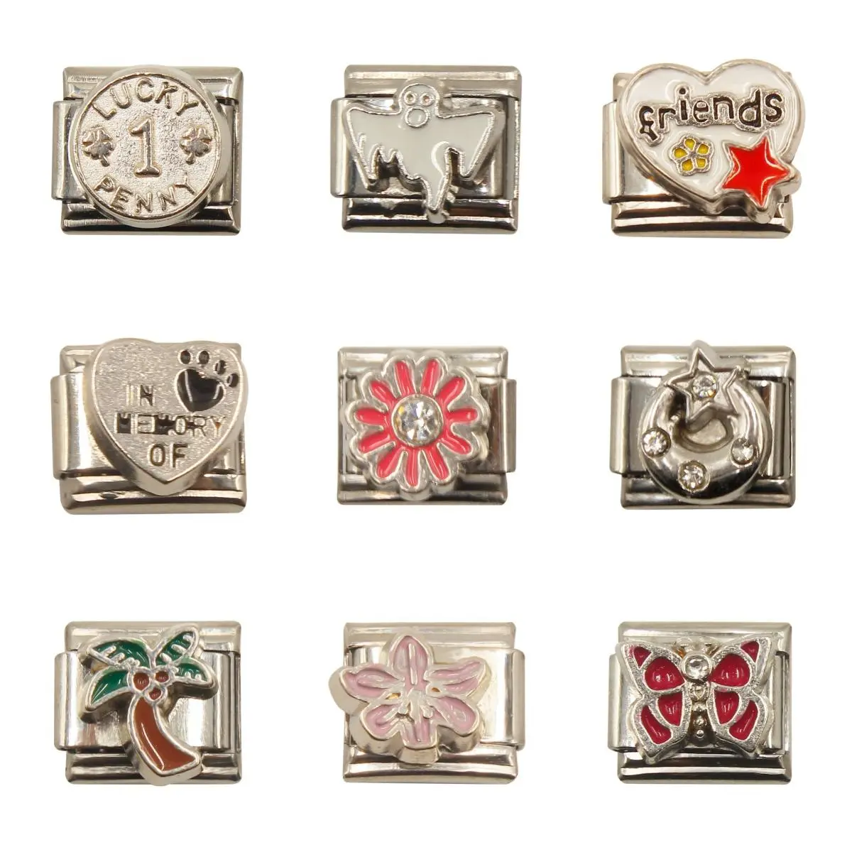 Mixed Charms Italian Link Charms Fits 9mm Stainless Steel Bracelet Jewelry Making DIY Watermelon Lamb Panda Decoration