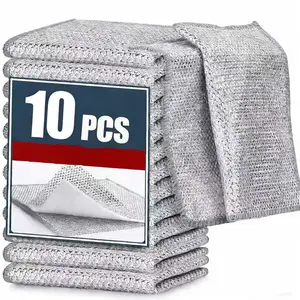 10 Pcs New Upgrade Steel Wire Dishcloth,Triple-Layer Steel Wire Cleaning Cloth,Powerful Cleaning Non-Scratch Wire Dishcloth Rag for Cookware, Sinks, Dishes, Stove Tops