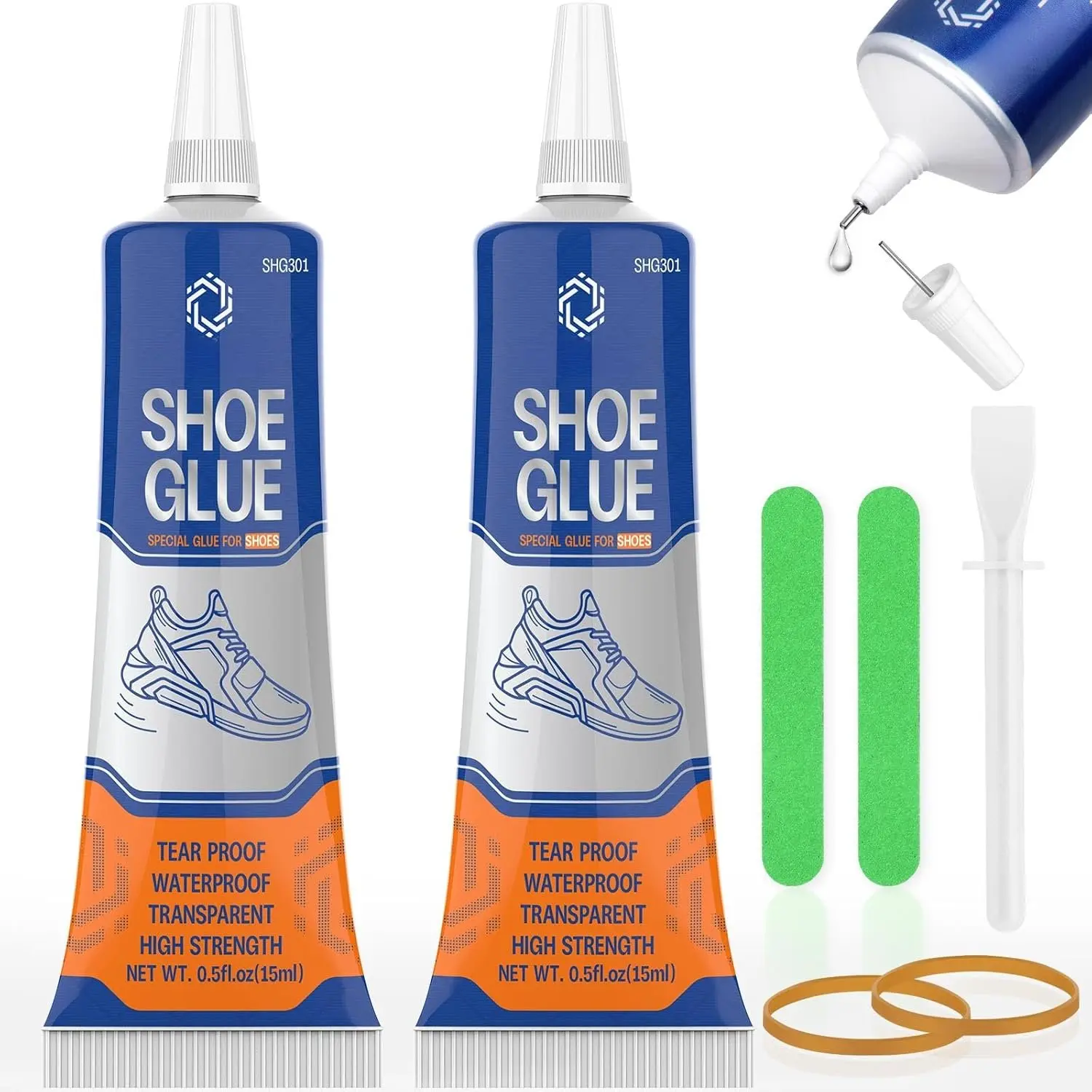 Shoe Glue Sole Repair Kit, Heavy Duty Shoe Adhesive, , Flexible, Clear-Drying for Sneakers, Boots, Leather, Rubber, Canvas and  - Dries Within 24 Hrs