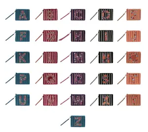 America & Beyond Velvet Embellished Initial Wristlet