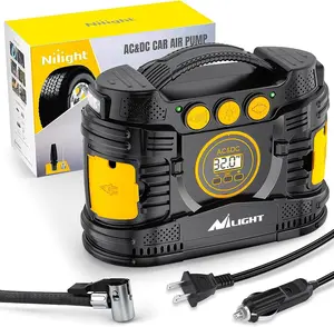 Nilight Tire Inflator Portable Air Compressor Dual Power for Car 12V DC and Home 110V AC Tire Pump w/Tire Pressure Gauge Fast Inflate Auto Shutoff Pump for Car SUV  Vehicle Tool Automotive  dealsforyoudays Cordless Tire Pump, Digital Tire Inflator summerv