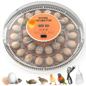 30 Egg Incubator with Automatic Turner, Digital Temperature and Humidity Display, and Built-in Egg Candler for Hatching Chickens, Quail, and Ducks