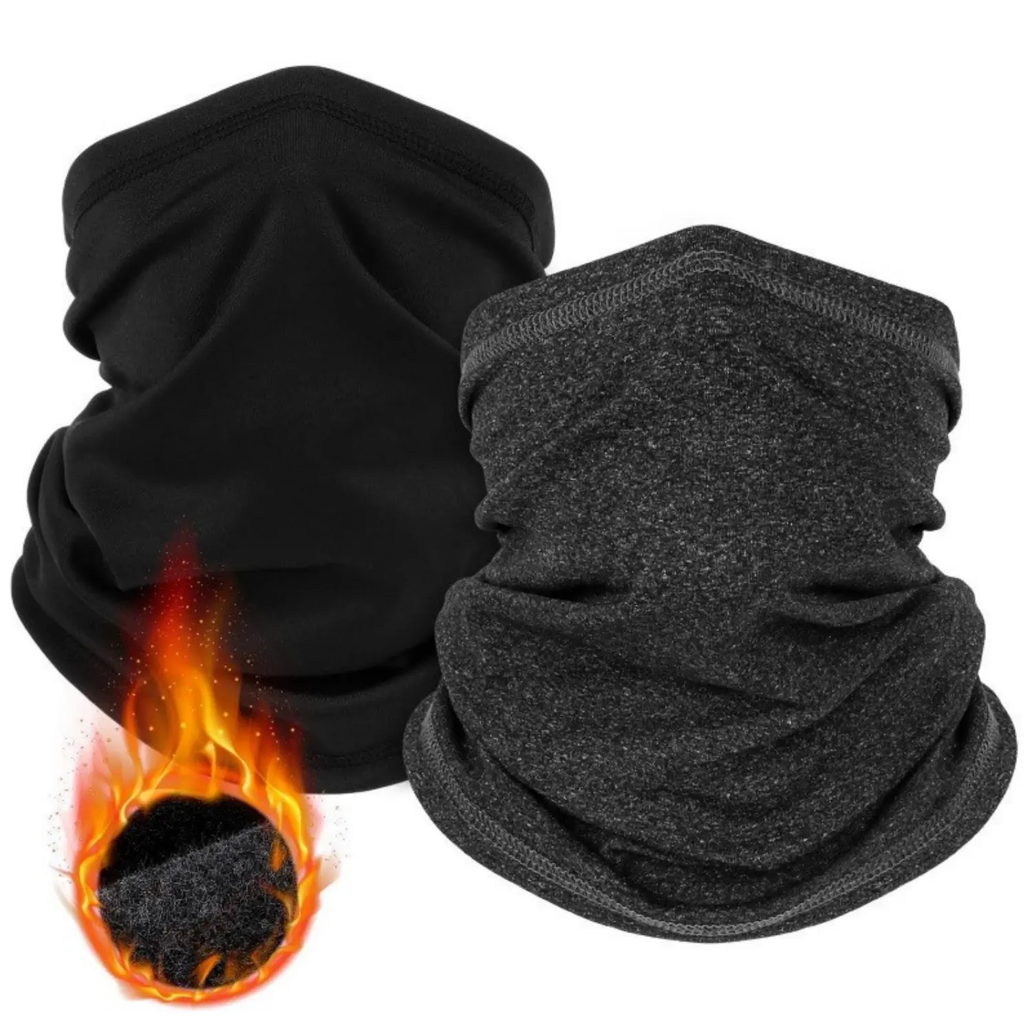 2 Pack Solid Fleece Lined Face Covering, Warm Neck Gaiter for Men & Women - Windproof Protection for Skiing, Biking & Snowy Adventures - Pirate Hat, Thanksgiving Gift, Unisex Clothes
