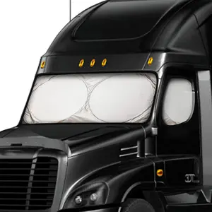 EcoNour Semi Truck Sunshade - Visor-Mounted UV-Blocking Front Window & Side Windows Cover, UV Protection Heat Reduction, Durable Polyester, Reflective Silver Insulated Backing, Foldable Travel-Ready for Big Rig Commercial Trucks, Visor-Mounted Front Windo