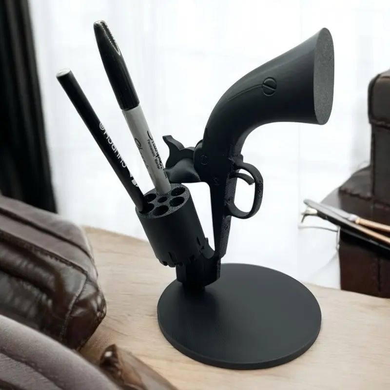 Revolver Desk Commander Pen Holder - Unique Gun-Shaped Design for Office Organization