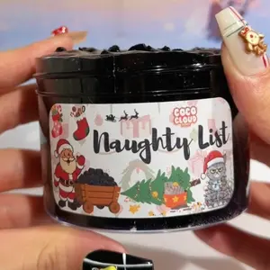 Naughty List Slime, Black slime Base, Earthy Scented Slime, crunchy texture volcanic rock slime by Coco Cloud Slimes