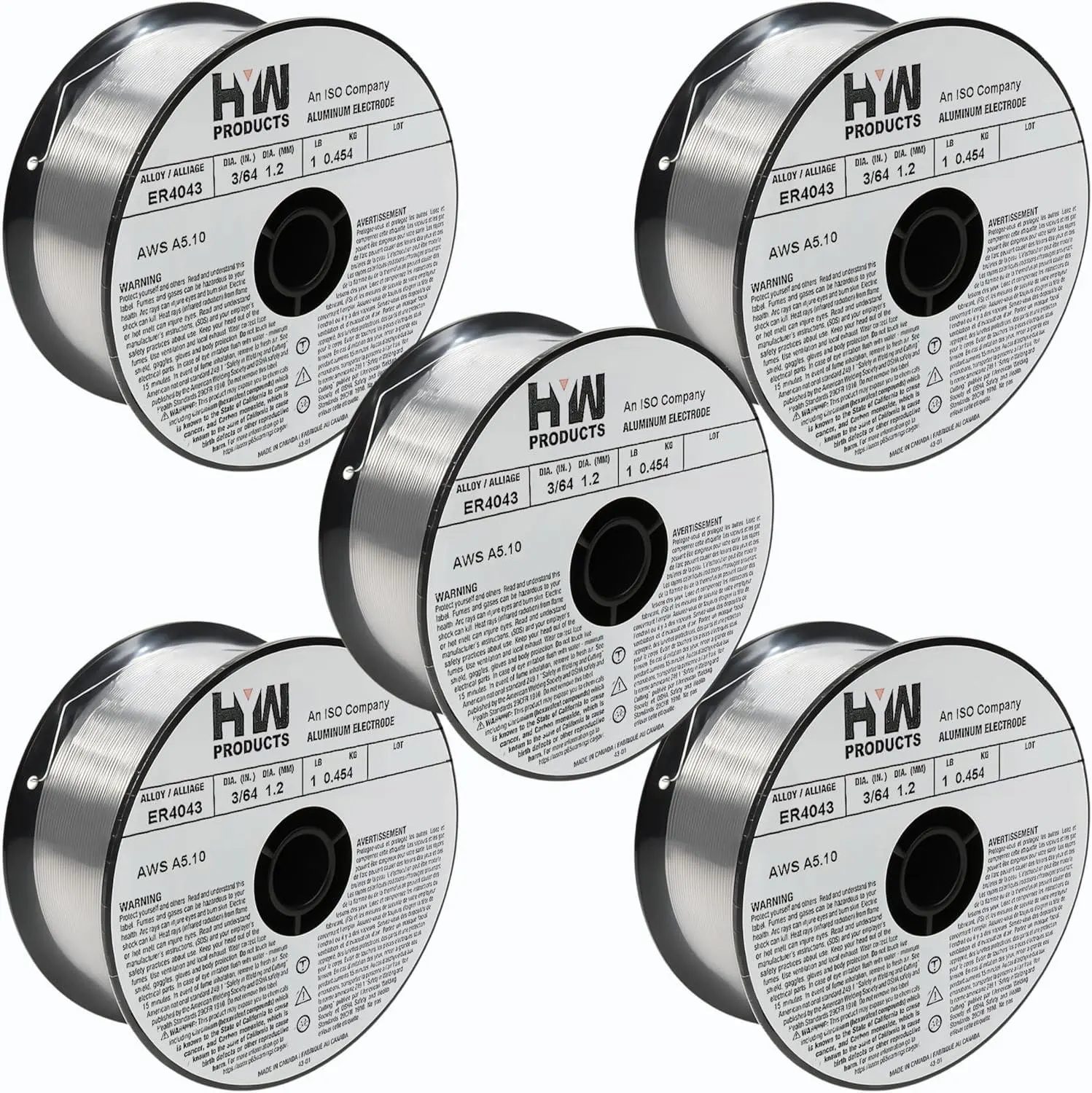 ER4043 3/64" x 1-LB Aluminum MIG Welding Wire made in Canada (5-Pack)