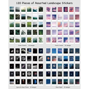 120Pcs Landscape Nature Stickers Set Aesthetic Mountain Forest Sky Cloud Galaxy Space Moon Phase Sunset Natural Scenery Collage Pictures for Art Journaling Scrapbooking Junk Journal Supplies - Home Improvement.