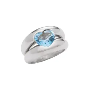 Aquamarine Heart & White Gold Ring