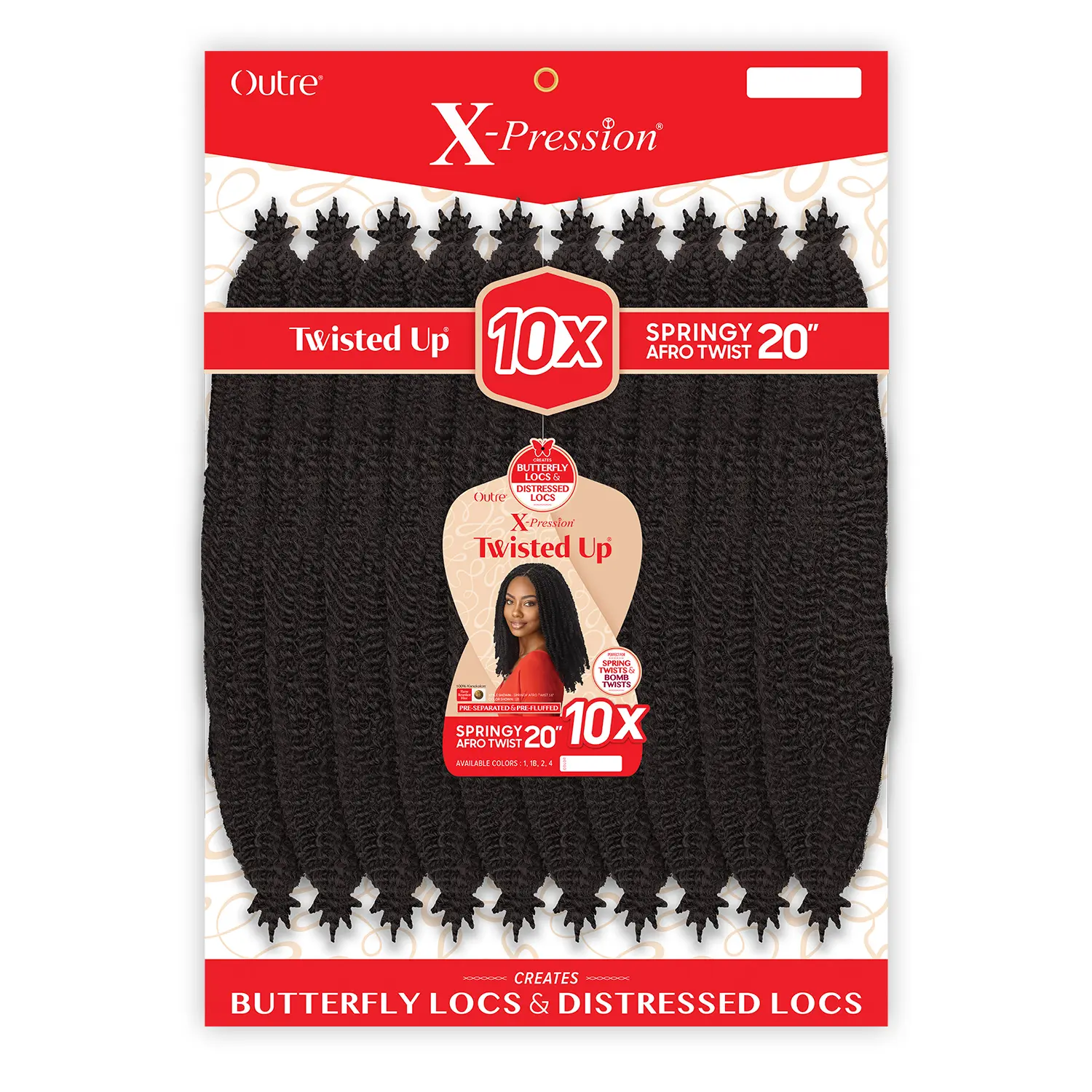 Xpression Pre-Separated Kanekalon Crochet Braids - 20" Length Afro Curly Braided Hair, Soft on Skin for Butterfly Locs & Distressed Look Locs, Kanekalon Hair, Springy Twist, Braiding Hair