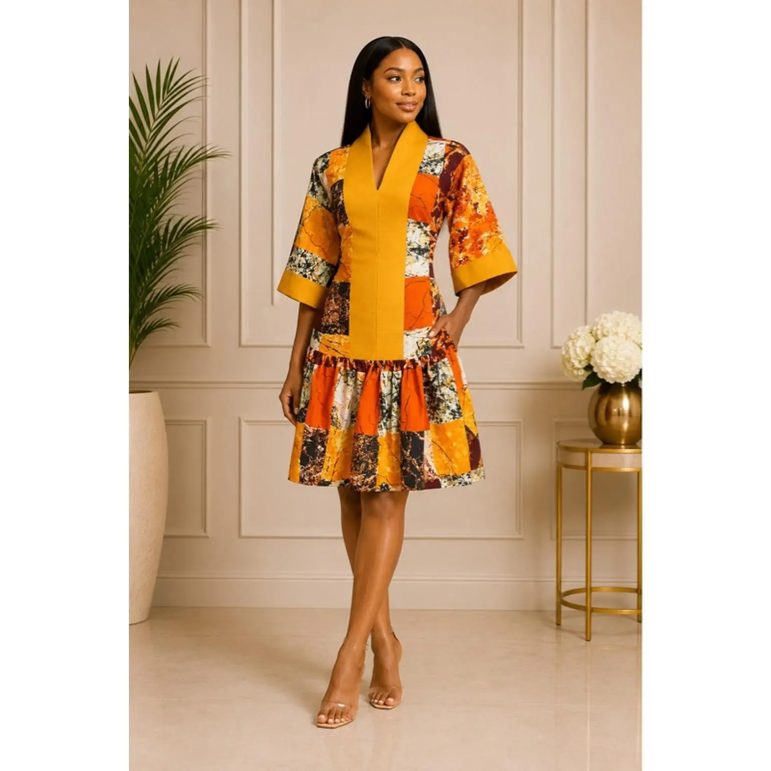 Ankara Short Dress with Ashoke