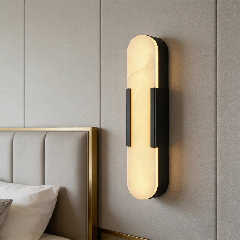 Alabaster Wall Sconces Modern Natural Marble LED Wall Light Energy Efficient Wired Dimmable Sconce for Bedroom Living Room Home Office Metal Frame with Unique Texture golds conces
