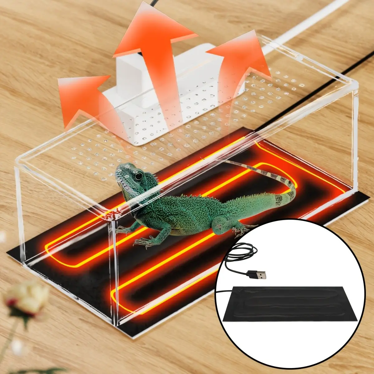 USB Reptile Heating Pad, Universal for Lizards and Geckos, Winter Warmth Booster, Enhances Activity, Improves Survival Rate