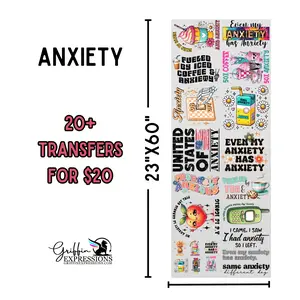 Anxiety | Dollar Deals DTF Transfer Gang Sheet For Graphic Tees Anxiety | Dollar Deals DTF Transfer Gang Sheet For Graphic Tees