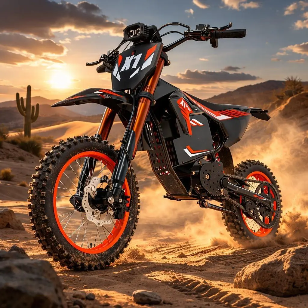 Qronge Mid-Mount High-Speed Motor Electric Dirt MTB for Youth - 4500W Peak Power, 60V 28.8Ah Battery, 50mph Top Speed, 60Mi Range, 14''/12'' Wheels, MTB Riding Essential, Father's Day Gift
