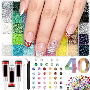 40 Colors Jelly Rhinestones for Bedazzling,3mm 32000 Pcs Flatback Gems for Crafting, Bedazzling Kit with the tools for Clothing Shoes Nail Make Up Book Diamond Art DIY Crafts,Valentine's Day gifts,Children's Day gifts, Party gifts,Nail accessories
