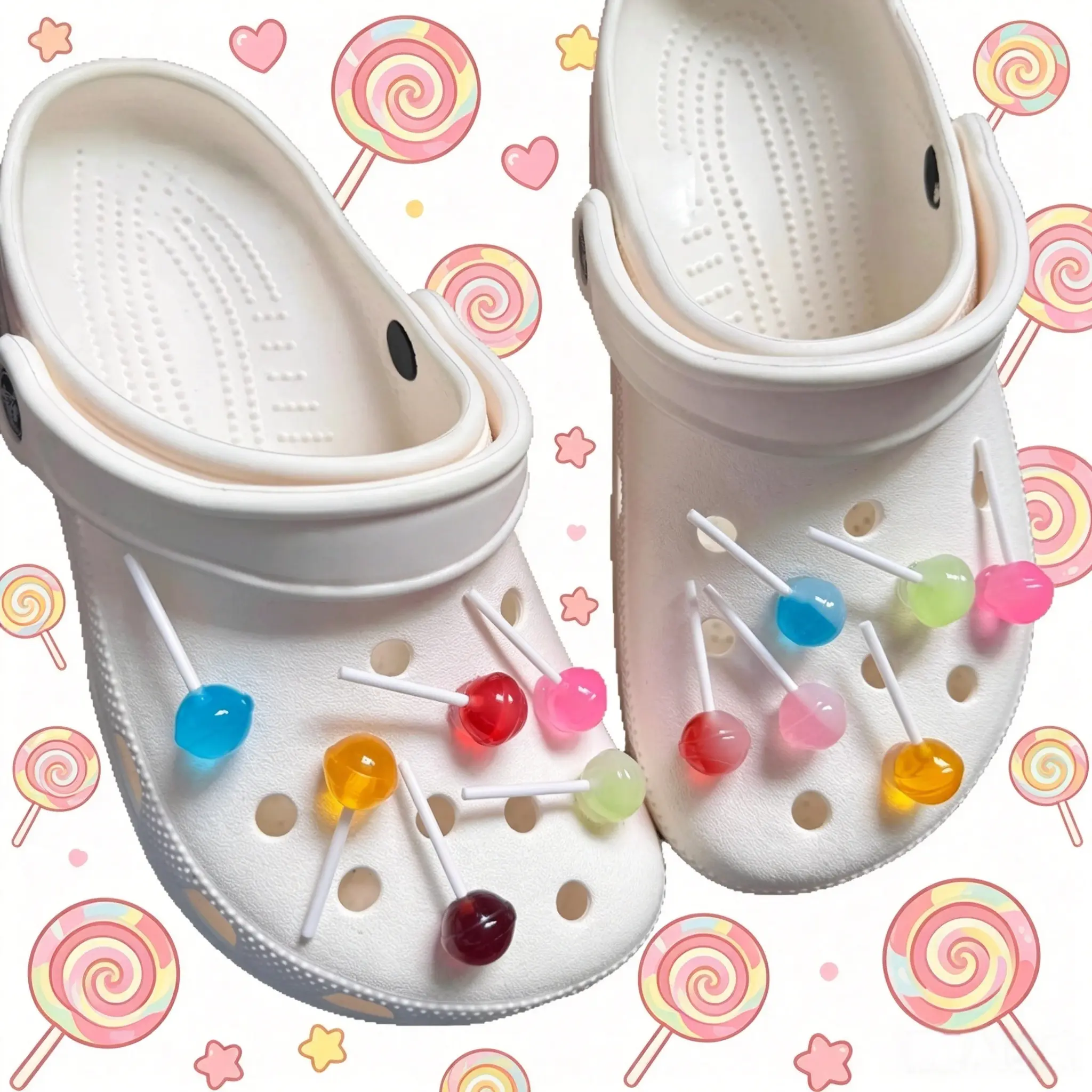 Lollipop 3D Realistic Candy Shoe Charms for ClogsFunny Cute Shoe Charms for Crocs DIY Shoes Decoration forParty Favor Sweet Shoes Accessories (No Shoes)