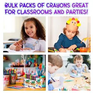 ArtCreativity Bulk Vibrant Screen-Free Crayons Set - Convenient Storage Sturdy Box, 100 Set Variants (6 Crayons per Pack, 600 Ct), Ages 3+, Classroom & Party Favors for Kids