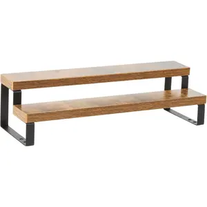 Wooden Display Risers, 2-Tier Display Stand for  Decor and Organize, Tiered Countertop Display Shelf for Figures , Makeup,Cupcake , Condiment and Dolls Collection (2 Tier-2.2in)