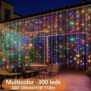 Christmas Black Friday 3x3m USB Colorful Curtain Lights High-Quality Outdoor LED Lights for Gardens Terraces Eaves Porches Balconies No Drilling Required USB Light String Beautiful Christmas Decorative Lights