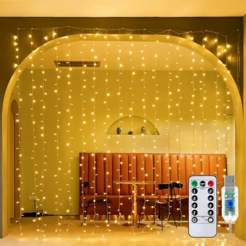 LED Curtain Lights, 1 Set USB-Powered Dimmable Led 8-Mode Curtain String Lights with Remote Timer, Decorative Led Light Wall Background Atmosphere Lighting for Home Decor, Girls' Bedrooms and Prince-Themed Rooms
