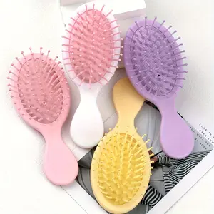 Mini Travel Hair Brush Care, Compact Ergonomic Design, Airbag Cushion, Gentle Scalp Massage, Matte Handle, Abs Plastic Bristles, Decorative Comb