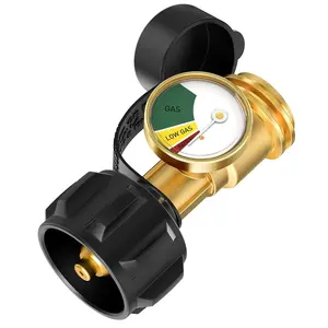 Propane Tank Gauge with QCC1-Type 1 Connector - 5-40lb Propane Tank Level Indicator, Leak Detector for BBQ Grill, Heater