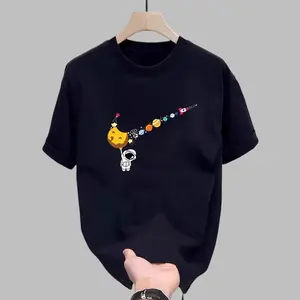 Men's fashion cotton graphic T-shirt featuring space planet elements, breathable and comfortable, machine washable, unisex design, perfect for summer casual wear.shirts men good tees