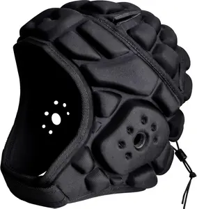 COOLOMG Soft Shell Helmet 19mm Thick Flag Football Rugby Scrum Cap for Youth Adult Padded Soccer Headgear with Adjustable Chinstrap & 3D Ear Design