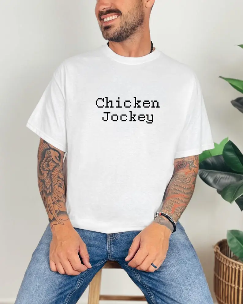 Minecraft Chicken Jockey Tee, Gamers Shirt, Unisex Graphic Tee, Video Game Quote Top, Gaming Gift, Funny Minecraft Tee
