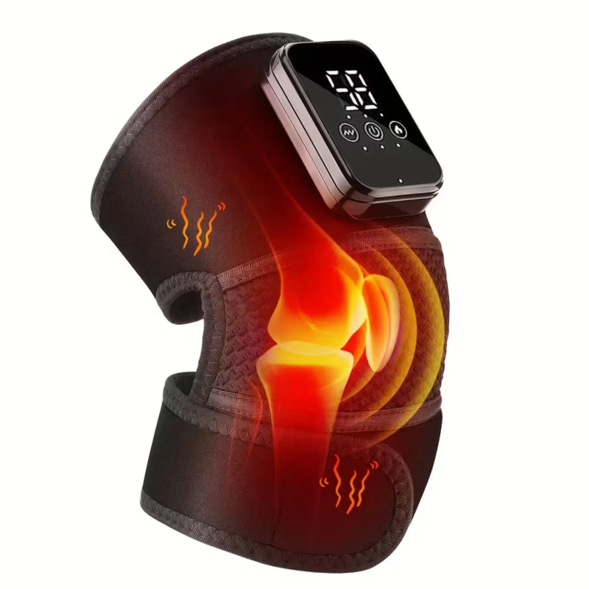 Heated Knee Massager - 3-in-1 Wireless Heating Pad with Vibration, 3800mAh Rechargeable, Portable Compact, Soothing Pain Relief for Knee, Shoulder, Elbow Personal Care Appliance, Massage, Relaxing, On-The-Go, Compact Form, Stress Relief, Heat + Vibra