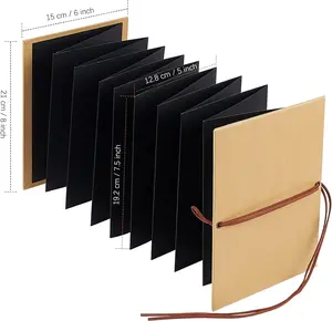 JHZMCRX Black Stretchable 6x8.3 in Kraft Paper Scrapbook Album, Folding DIY Blank Photo Book for Scrapbooking, Students' Graduation & Anniversary Decorations