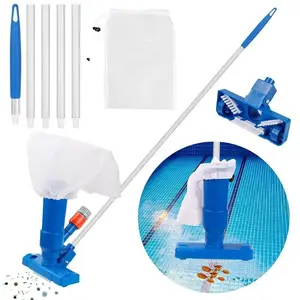1Set Swimming Pool Spa Jet Vacuum Cleaner with Brush & 47" Pole, Using Air Pressure to Clean The Pool, Use Water Pressure From Garden Hose to Vacuum, for Above Ground/Inflatable Pool, Hot Tub, Pond, Spa, Lake And Fountain