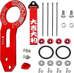 Tow Hook Rear Tow Hook Bumper Pintle Hook Pintle Hitches Receiver Hook Quick Release Bumper Tow Strap Tow Hook JDM Multi-Functional Connection Accessory Compatible with Most Cars(Red)
