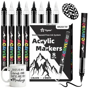 Acrylic Marker Pen Set, 8 Counts/set Mixed Color Acrylic Paint Marker Pen, Art Supplies for Stone, Wood, Canvas Painting, Paint Pens, Acrylic Markers Set