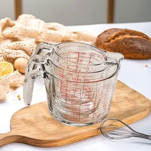 [Glass Measuring Cup] Microwave Safe, High Temperature Resistant Glass Measuring Cup with Scale And Handle | Suitable for Baking, Cooking, And Kitchen Use | Perfect for Bakery Shops During The Holidays canister