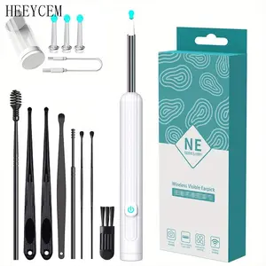 Ear Wax Removal Tool, Ear Cleaner With 1080P HD Camera, Ear Cleaner Kit With 8 PCS Ear Set, Wireless Otoscope With 6 LED Lights, Smart phone connectable earwax removal kit