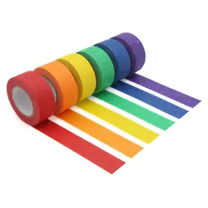 Colored Masking Tape, Colored Painters Tape for Arts & Crafts, Labeling or Coding - Art Supplies for Kids - 6 Different Color Rolls - Masking Tape 1 Inch x 13 Yards (2.4cm X 12m)