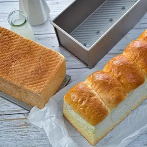 Pullman Loaf Pan with Lid, 8×4 Inch Sourdough Bread Pan — Non-Stick, Perfect Square Sandwich Loaf Every Time | 2.2LB Large Bread Tin for Homemade Baking