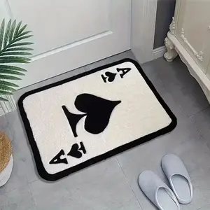 Diamond a Poker Mat Rug, Non-Slip Home Living Room Entrance Carpet, Soft Faux Wool Velvet Design, Ideal for Bedroom Sofa Bedside
