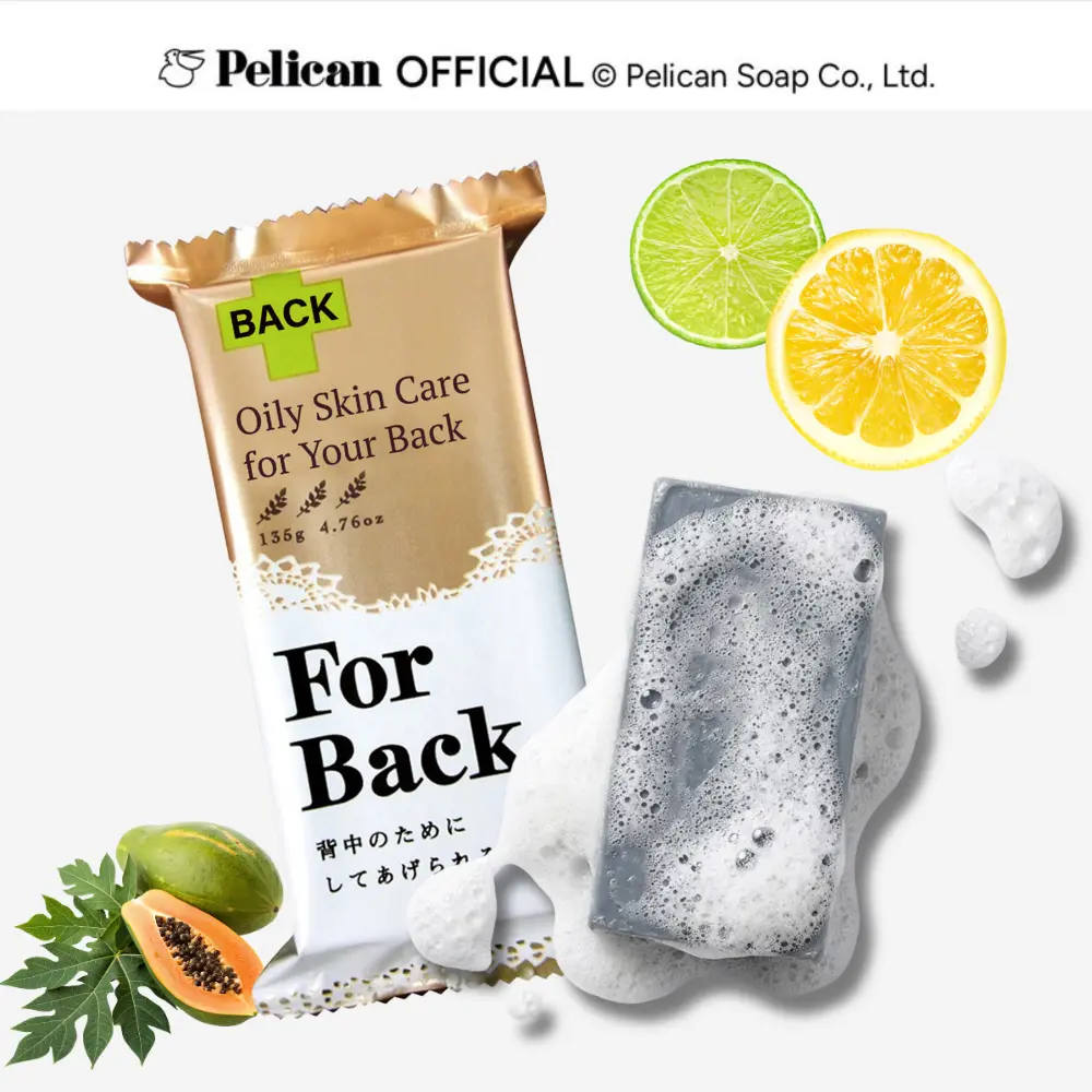 Pelican Japanese Charcoal Soap Bar | Exfoliating Body Soap for Back Acne & Body Breakouts | Official Partner