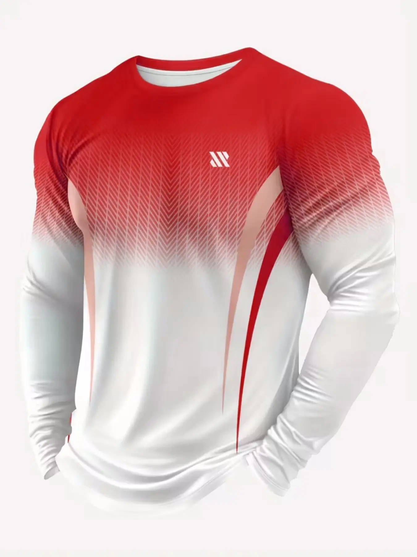 Men's Long Sleeve Gym Training Shirt, Athletic Top, Gradient Color, Breathable Fabric, Casual Fitted Design, Athletic Apparel, Workout Sportswear, Workout Activewear, Activewear Clothes, Athletic Sports Clothing, Activewear Fitness