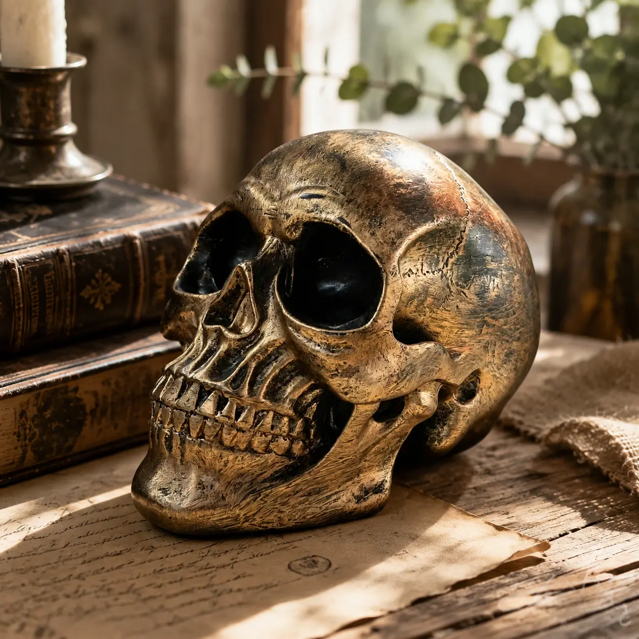 Skull Ornament, 1 Count Creative Decorative Statue, Figurine, Home Decoration, Skull Statue, Party Decor, Festival Decoration, Halloween, Home Decor Ornaments, Figurines Decor