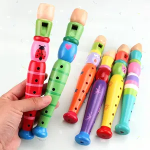 Wooden Cartoon Flute for Beginners, 6 Hole Wind Instrument Harmonica, Modern Style Musical Toy