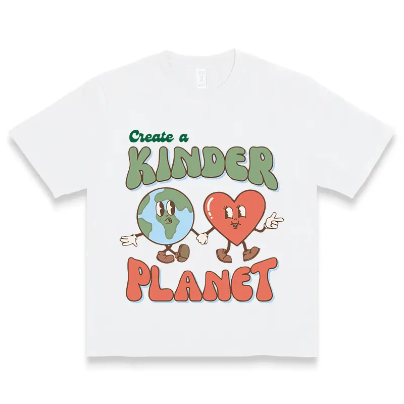 Trendy Women T-Shirt Create A Kinder Planet Shirt Earth Day Kindness Planet Shirt Earth Day Shirt Nature Lover Retro Aesthetic Love Shirt Women Graphic Tee Gift For Her Adult Clothing Tee All-season Tops women