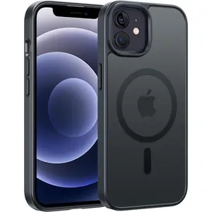 for iPhone 12 Phone Case: for iPhone 12 Pro Magnetic Matte Textured Military Grade Drop Protection Translucent Cell Cover - Slim Durable Shockproof Protective Bumper